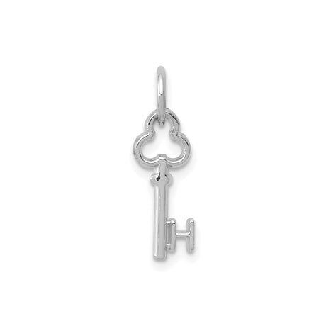 14k White Gold Key Pendant, Vintage-Inspired Charm with Symbolic Design for Women