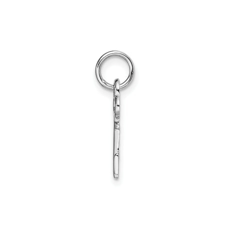 14k White Gold Key Pendant with Openwork Clover Design, Minimalist Symbolic Jewelry for Women