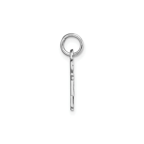 14k White Gold Key Pendant with Clover Bow, Skeleton Key Symbolic Charm for Women