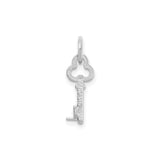 14k White Gold Key Pendant Charm with Vintage Openwork Design
