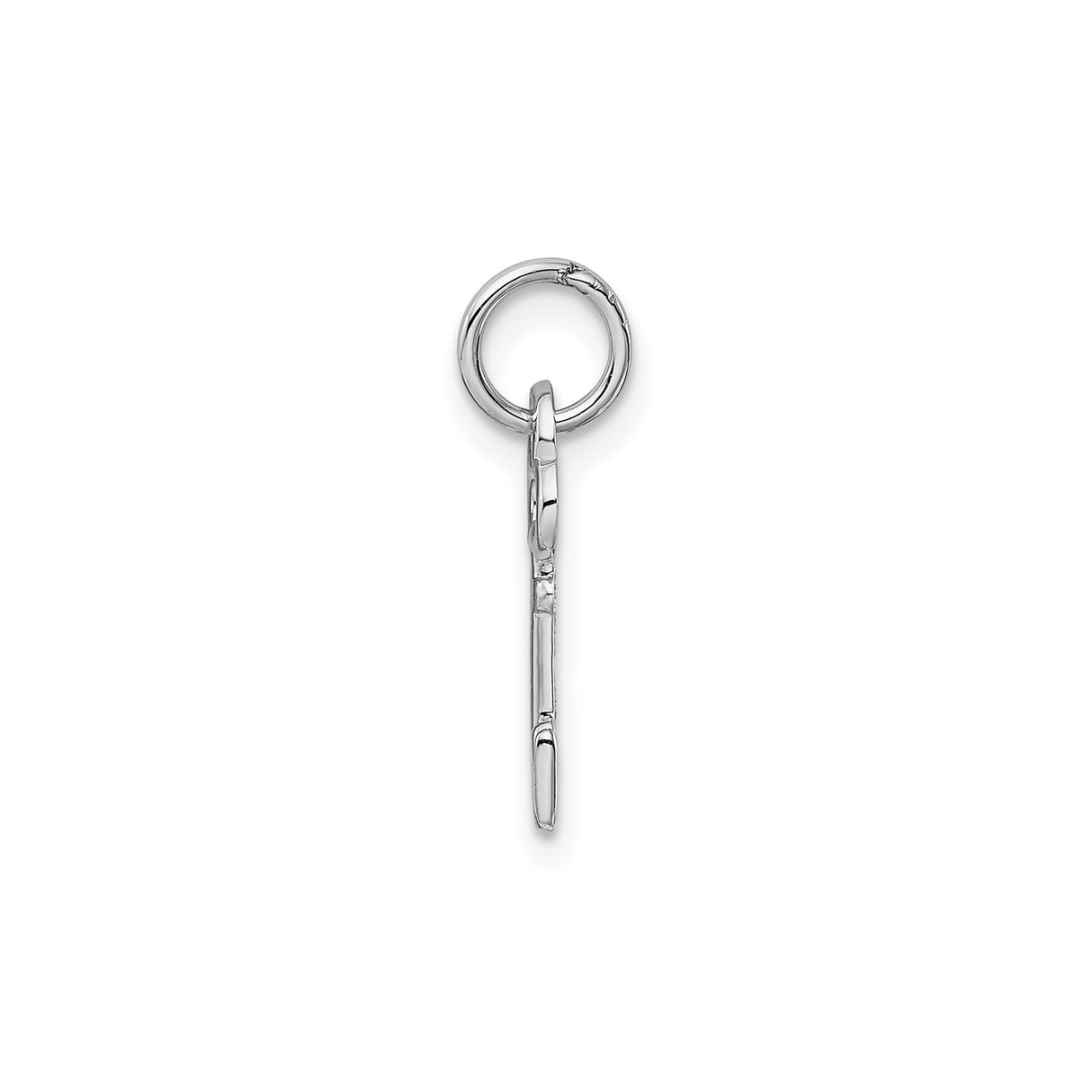 14k White Gold Key Charm Pendant with Letter N, Openwork Monogram Design