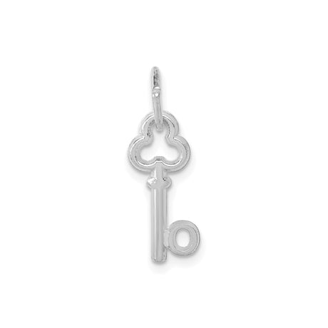 14k White Gold Key Pendant, Vintage Style Dainty Charm for Women