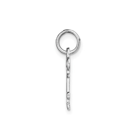 14k White Gold Key Pendant, Vintage Skeleton Style with Letter P Initial for Women