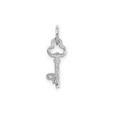14k White Gold Key Pendant, Vintage Skeleton Style with Letter P Initial for Women