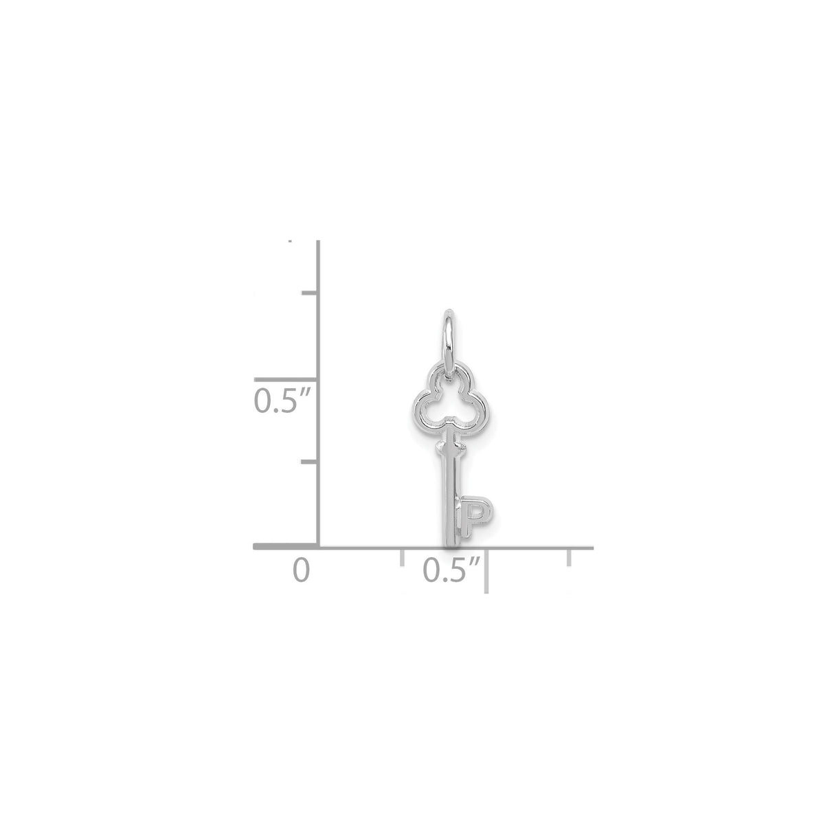 14k White Gold Key Pendant, Vintage Skeleton Style with Letter P Initial for Women