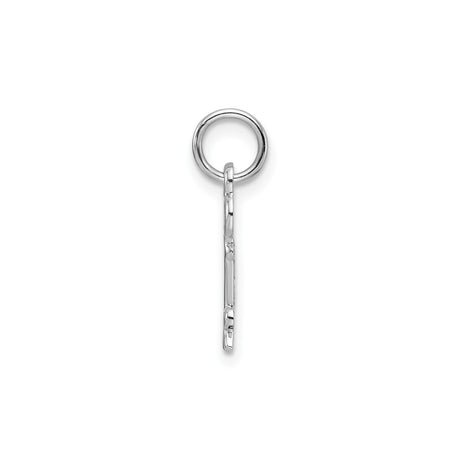 14k White Gold Key Pendant with Openwork Letter R Design, Monogram Charm