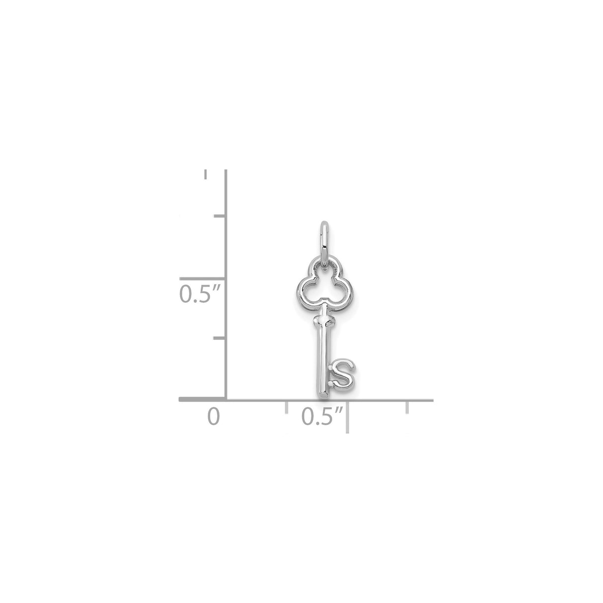 14k White Gold Key Pendant with Trefoil Top and Lowercase S Design