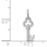 14k White Gold Key Pendant with Heart and Letter L Design
