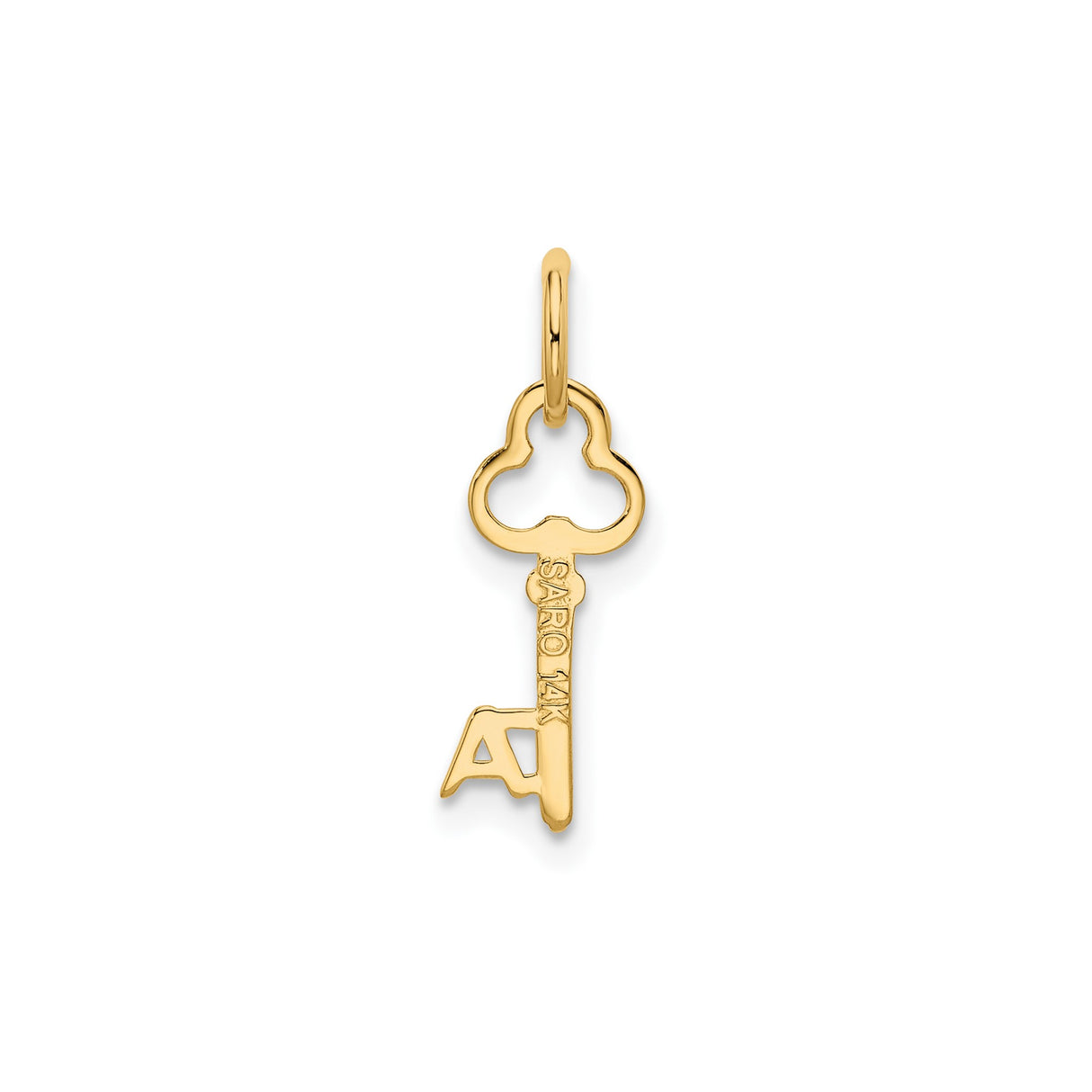14k Yellow Gold LA Key Pendant, Vintage Style Letter A Charm for Women or Unisex Wear