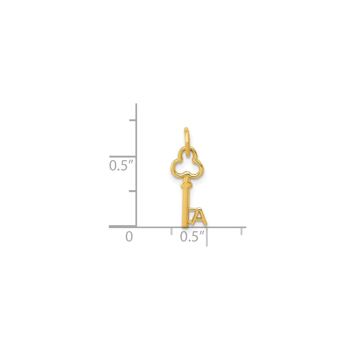 14k Yellow Gold LA Key Pendant, Vintage Style Letter A Charm for Women or Unisex Wear