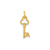 14k Yellow Gold LA Key Pendant, Vintage Style Letter A Charm for Women or Unisex Wear