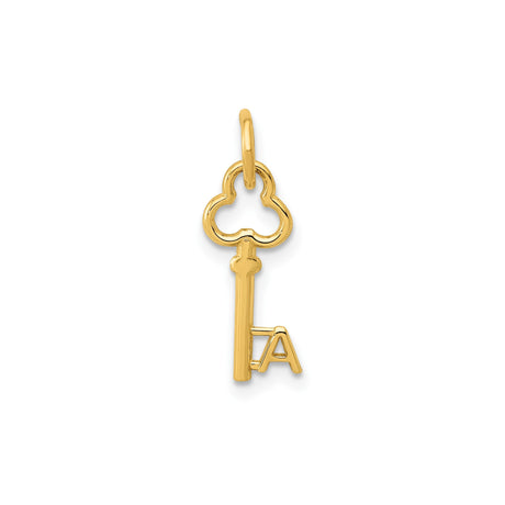 14k Yellow Gold LA Key Pendant, Vintage Style Letter A Charm for Women or Unisex Wear