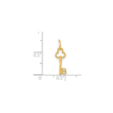 14k Yellow Gold Key Pendant Charm with Uppercase Letter B Monogram Engraving