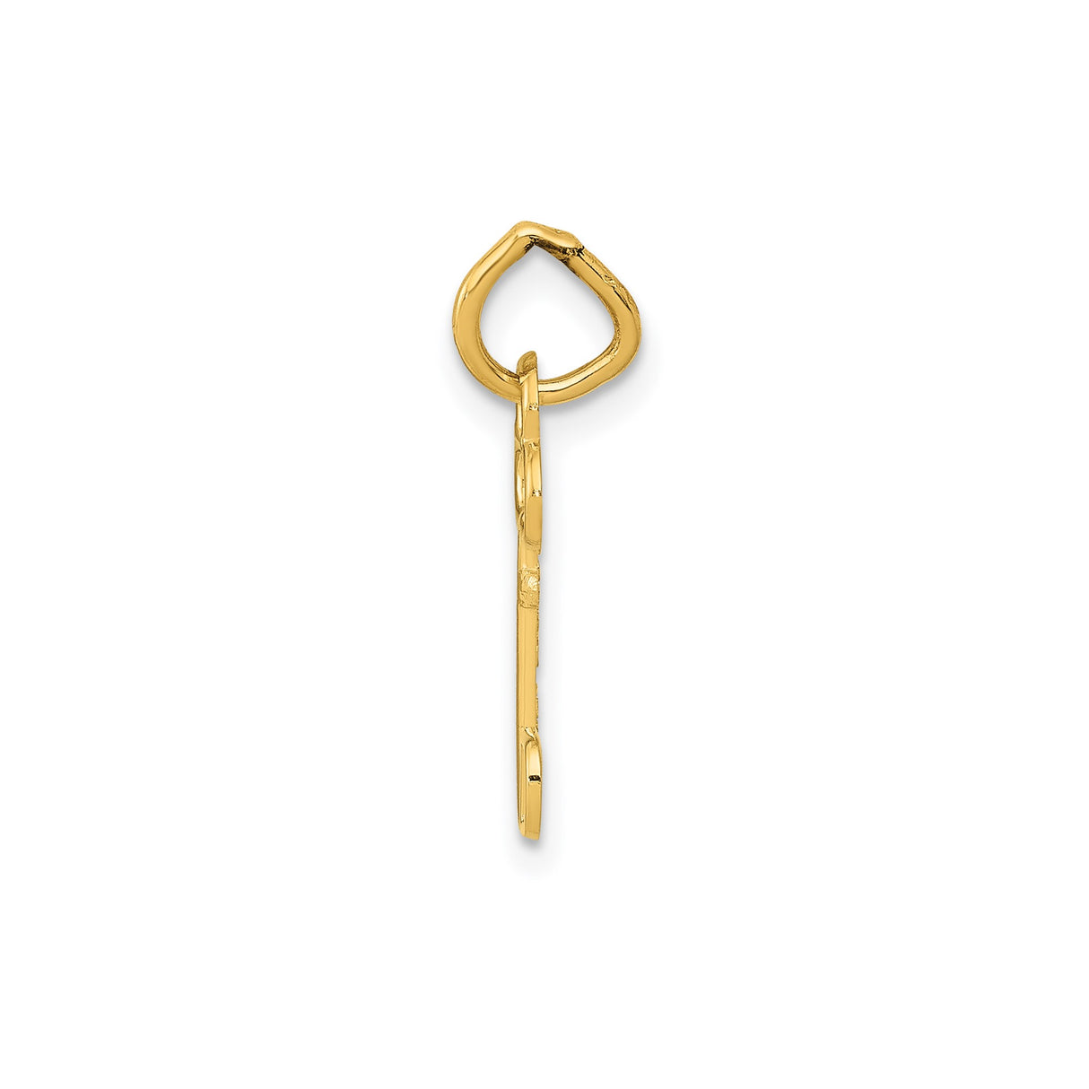 14k Yellow Gold Key Pendant with Clover and Letter D, Personalized Initial Charm Jewelry