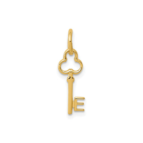 14k Yellow Gold Key Pendant, Vintage Inspired Open Key Charm for Women