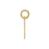 14k Yellow Gold Key Pendant with Clover Top and Letter F Alphabet Charm