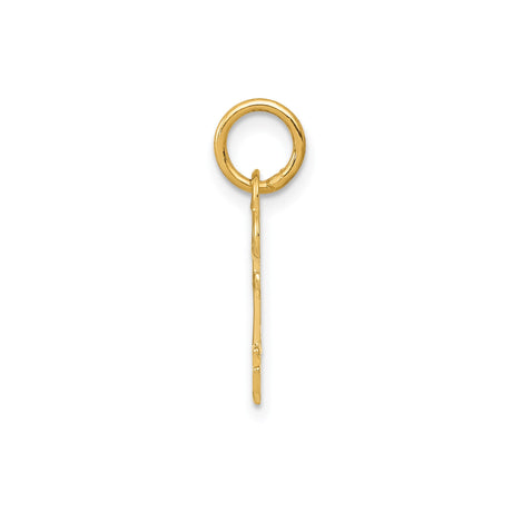 14k Yellow Gold Key Pendant with Clover Top and Letter F Alphabet Charm