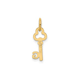 14k Yellow Gold Key Pendant with Clover Bow and Letter G Monogram Charm