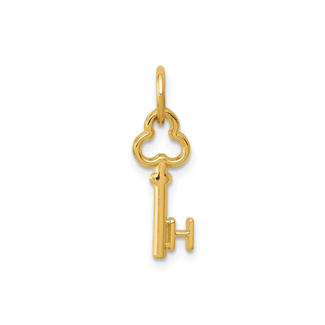 14k Yellow Gold Key Pendant, Vintage Skeleton Key Charm in Classic Design for Women