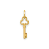 14k Yellow Gold Key Pendant with Vintage Skeleton Design, Solid Gold Charm for Women