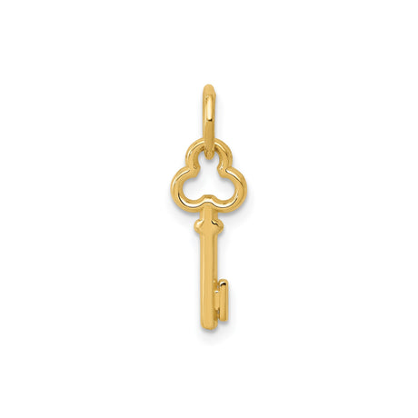 14k Yellow Gold Key Pendant with Vintage Skeleton Design, Solid Gold Charm for Women