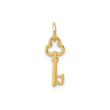 14k Yellow Gold Skeleton Key Pendant, Dainty Vintage Style Charm with Openwork Design for Women