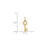 14k Yellow Gold Key Pendant with Openwork Top and Letter K Initial Charm