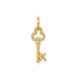 14k Yellow Gold Key Pendant with Openwork Top and Letter K Initial Charm
