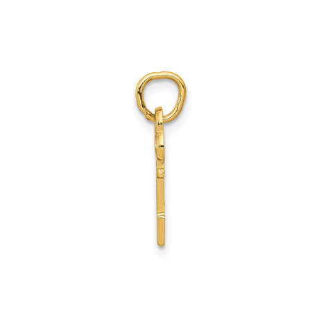 14k Yellow Gold Key Pendant with Ornamental Letter N, Vintage Style Monogram Charm