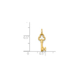 14k Yellow Gold Key Pendant with Ornamental Letter N, Vintage Style Monogram Charm