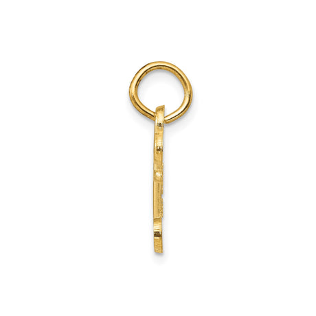 14k Yellow Gold Key Pendant with Trefoil Top, Vintage Skeleton Key Design for Women