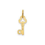 14k Yellow Gold Key Pendant with Trefoil Top, Vintage Skeleton Key Design for Women
