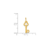 14k Yellow Gold Key Pendant with Trefoil Top, Vintage Skeleton Key Design for Women
