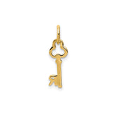 14k Yellow Gold Key Pendant with Letter R, Ornate Skeleton Key Charm
