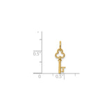 14k Yellow Gold Skeleton Key Pendant Charm, Vintage Inspired Symbolic Jewelry for Women