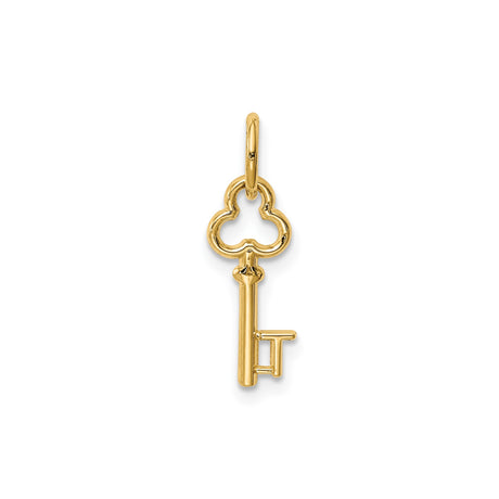 14k Yellow Gold Skeleton Key Pendant Charm, Vintage Inspired Symbolic Jewelry for Women