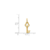 14k Yellow Gold Key Pendant with Ornate Bow and Roman Numeral IV Design