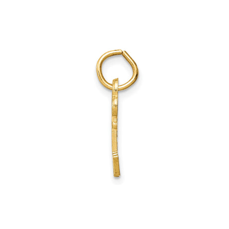 14k Yellow Gold Key Pendant with Uppercase Letter W, Monogram Charm