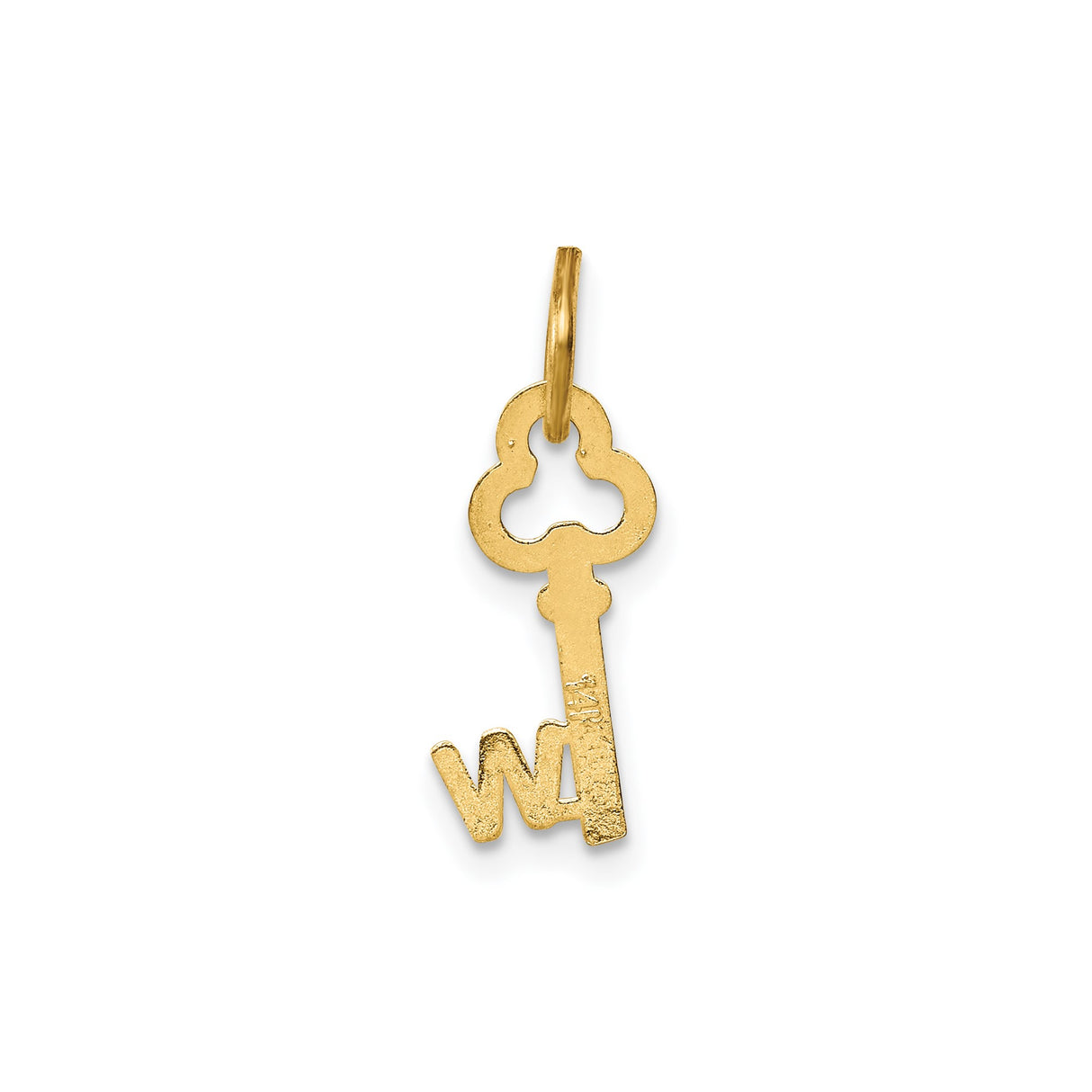 14k Yellow Gold Key Pendant with Uppercase Letter W, Monogram Charm