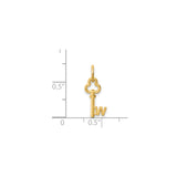 14k Yellow Gold Key Pendant with Uppercase Letter W, Monogram Charm