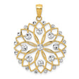 14k Multi-Tone Gold Mandala Pendant with Openwork Floral Design and Diamond Cut Accents