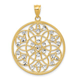 14k Multi-Tone Gold Mandala Filigree Pendant with Diamond Cut Accents, Spiritual Boho Jewelry for Women