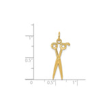 14k Yellow Gold Scissors Pendant Charm, Miniature Design Symbolizing Creativity and Craftsmanship