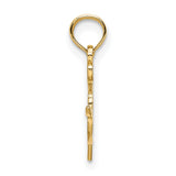 14k Yellow Gold Artist Palette Pendant with Paintbrush Design, Creative Art Charm