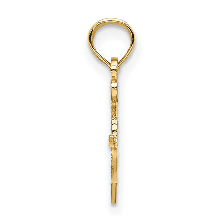 14k Yellow Gold Artist Palette Pendant with Paintbrush Design, Creative Art Charm
