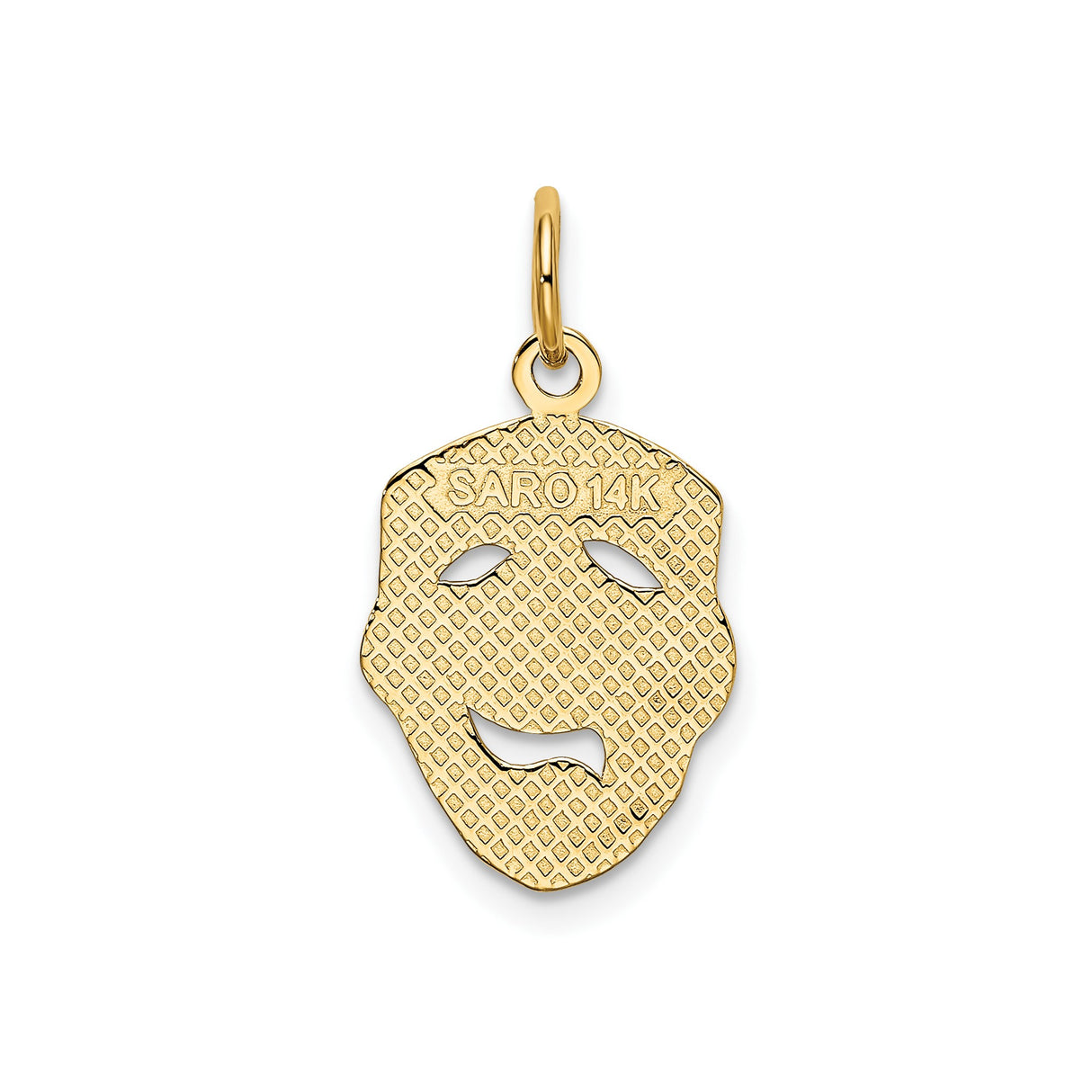 14k Yellow Gold Theater Mask Pendant, Comedy and Tragedy Drama Charm