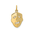 14k Yellow Gold Theater Mask Pendant, Comedy and Tragedy Drama Charm