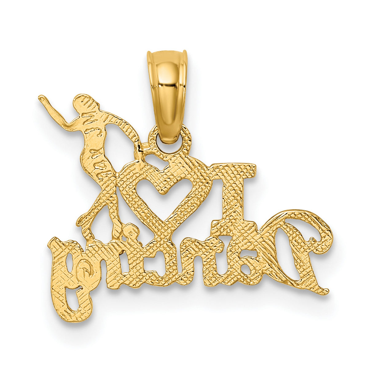 14k Yellow Gold Pendant, Dancer Silhouette I Love Dancing Charm, Ballet Jewelry for Women or Girls