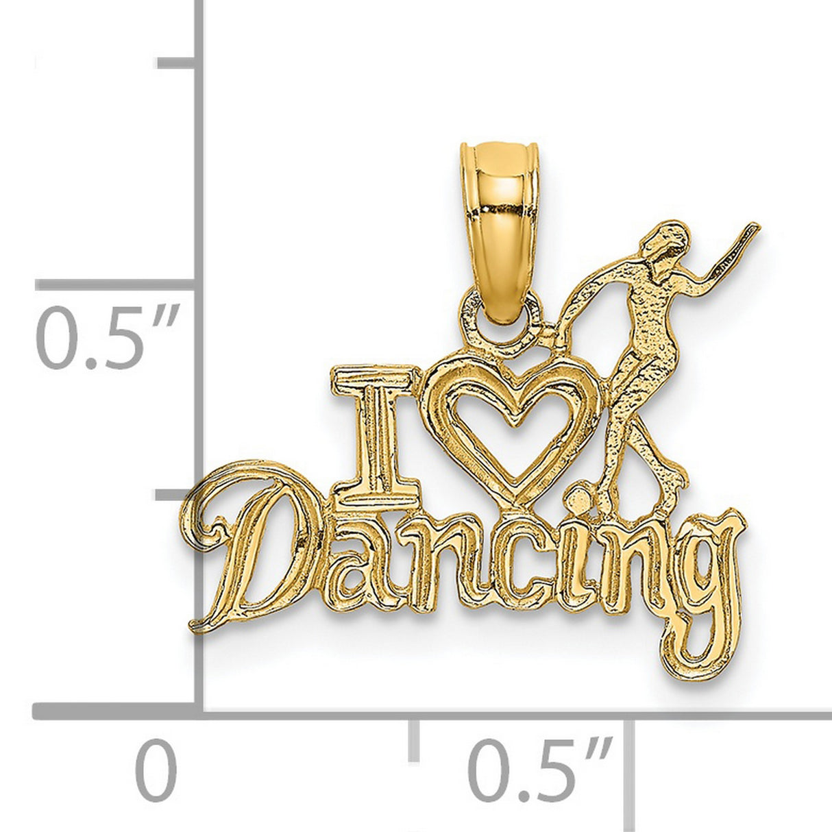 14k Yellow Gold Pendant, Dancer Silhouette I Love Dancing Charm, Ballet Jewelry for Women or Girls