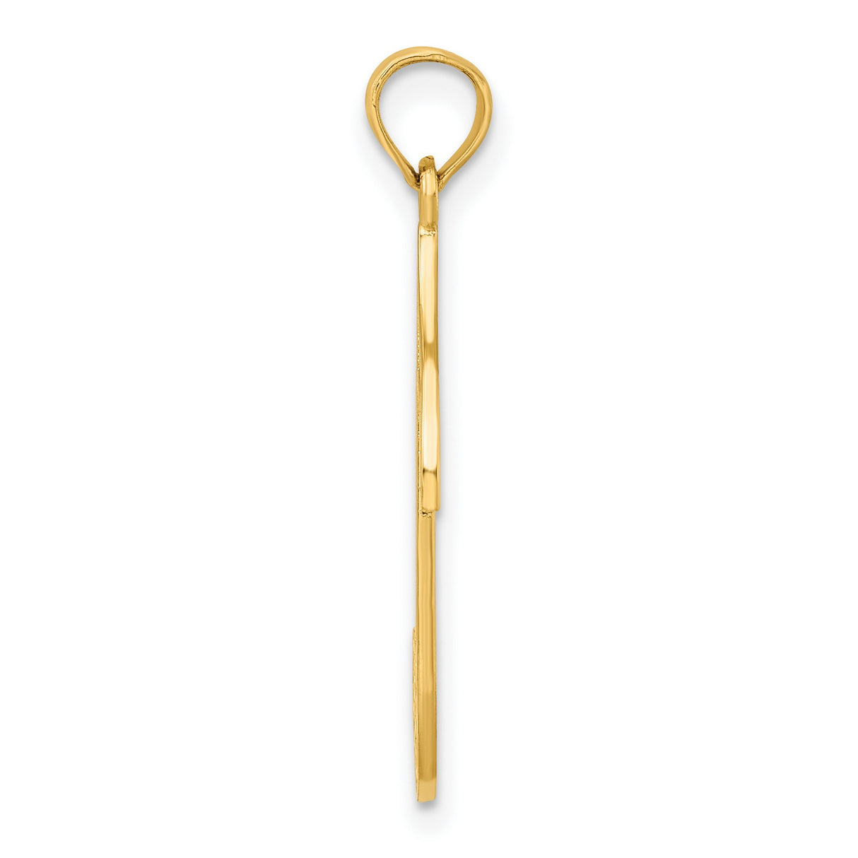 14k Yellow Gold Music Note Pendant with Intricate Scroll Detailing, Treble Clef Charm